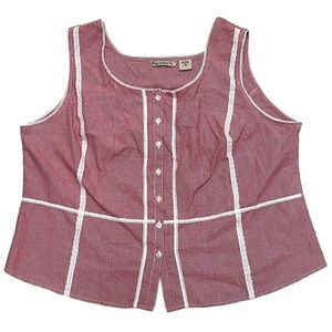 QUIZZ WOMAN & CO Red & White Gingham Pattern Sleeveless  Button Blouse, 18